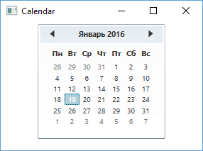 Элемент Calendar в WPF