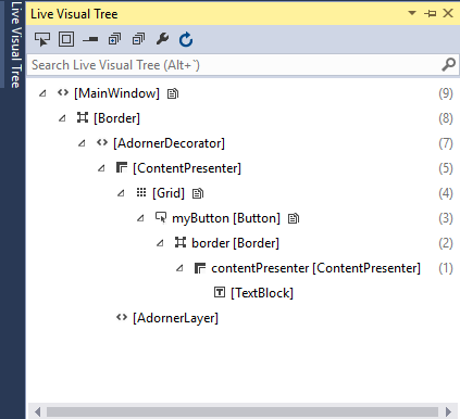 Визуальное дерево в Visual Studio в WPF