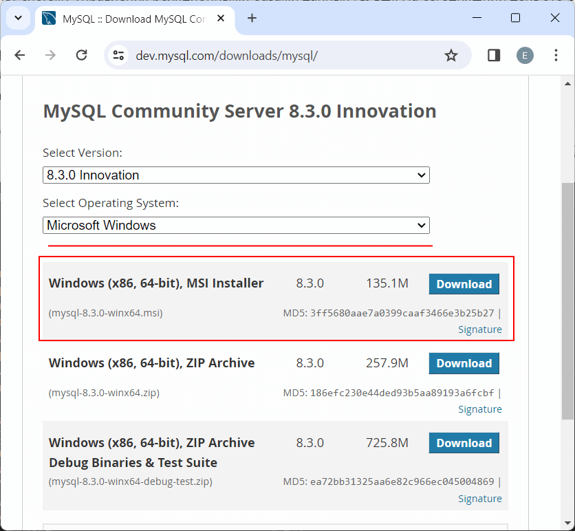 Загрузка MySQL