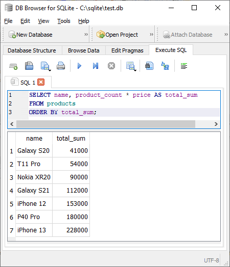 Сортировка по производным столбцам в SQLite