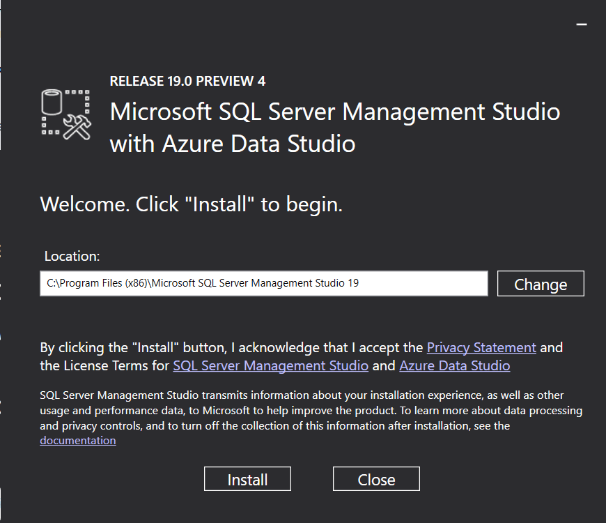 Установка SQL Server Management Studio
