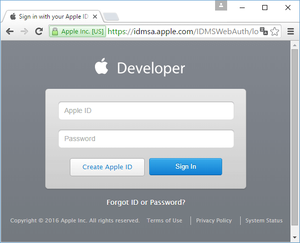 Регистрация разработчика в Apple