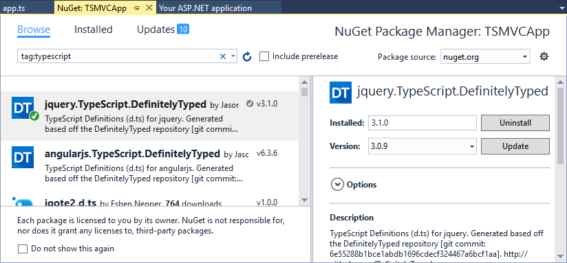 TypeScript and jQuery in ASP.NET MVC
